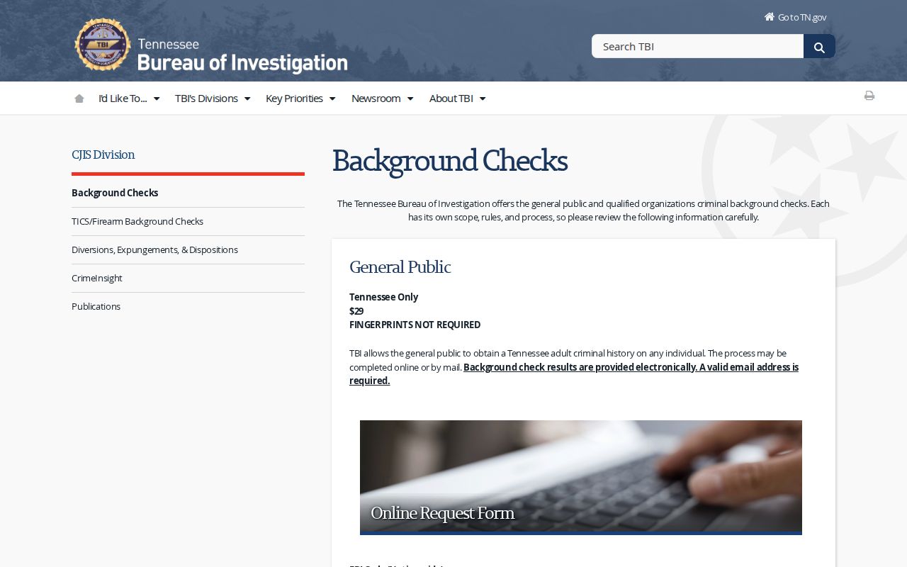 Hardeman County criminal history TBI background check information