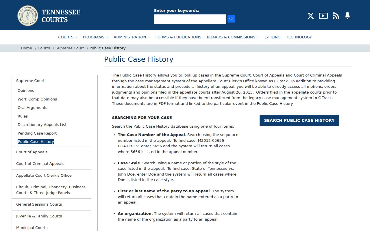 C-Track search for Hardeman County criminal court appeals