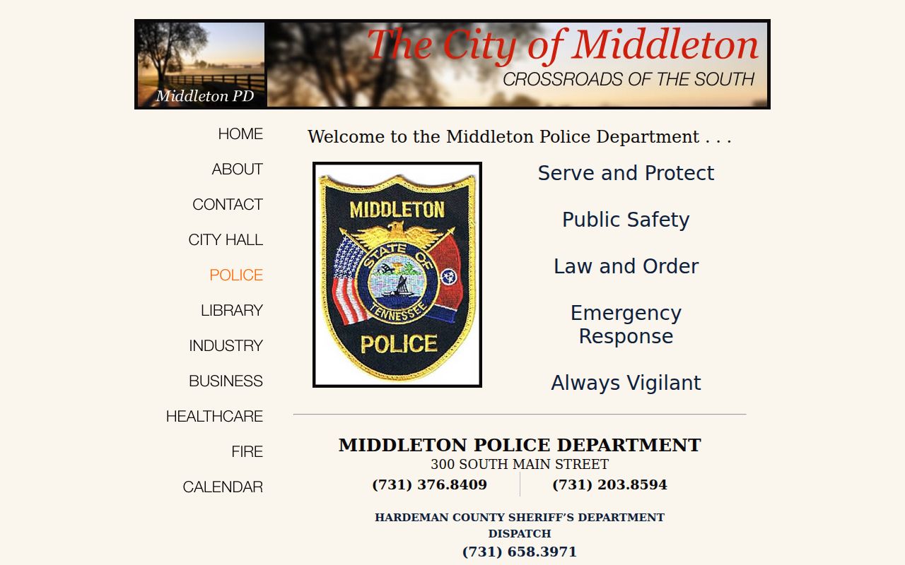 Middleton criminal records through the police department