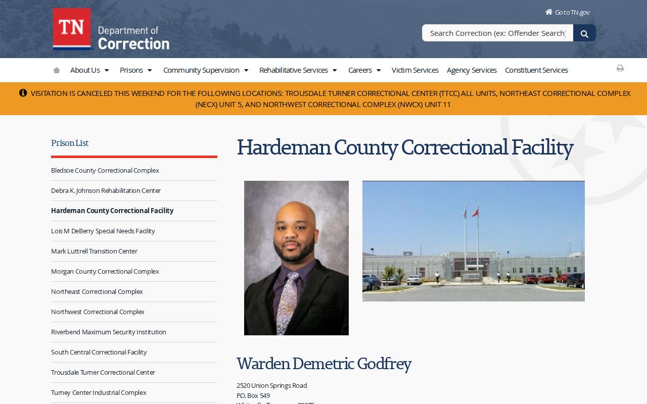 Whiteville criminal record distinction for Hardeman County Correctional Facility
