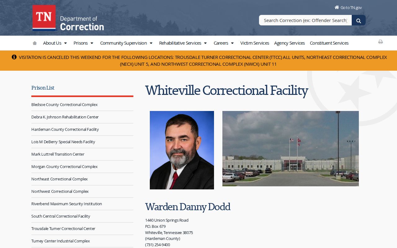 Whiteville criminal history custody search for Whiteville Correctional Facility