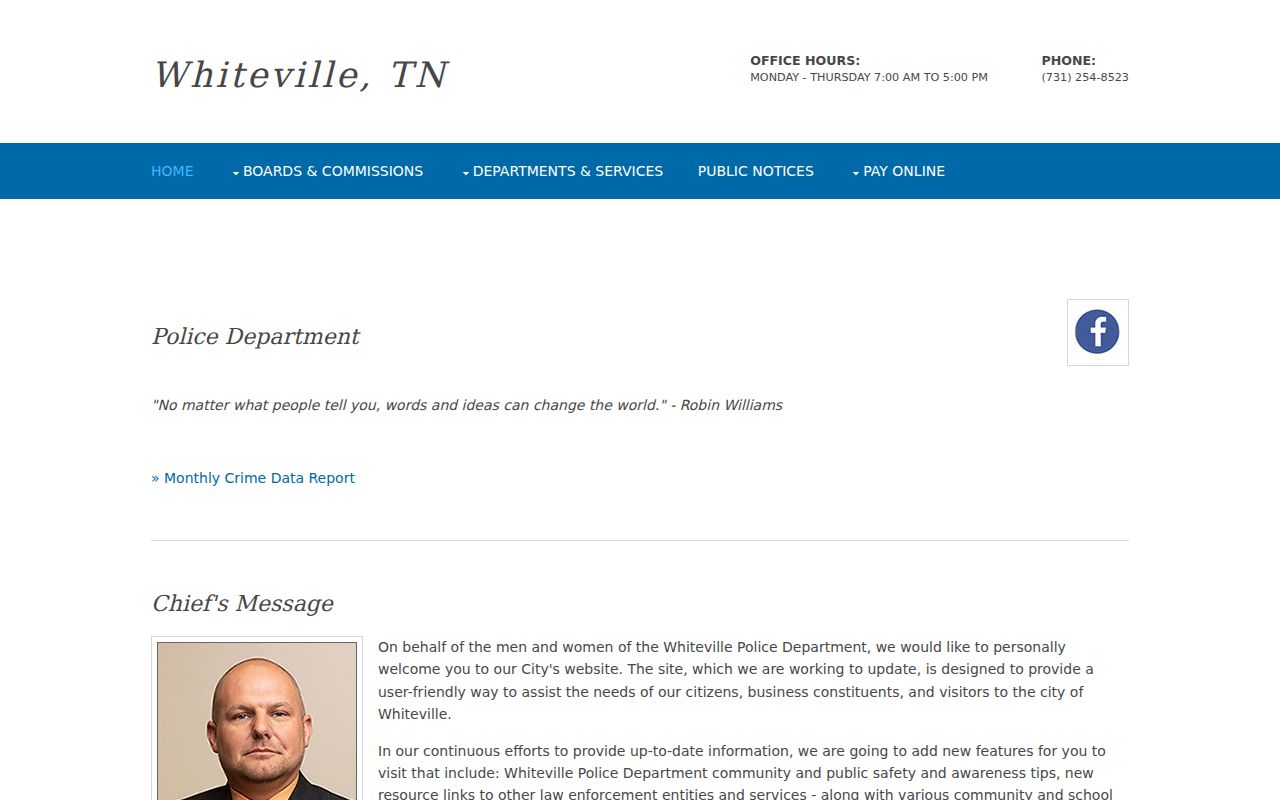 Whiteville criminal records and police department contact page
