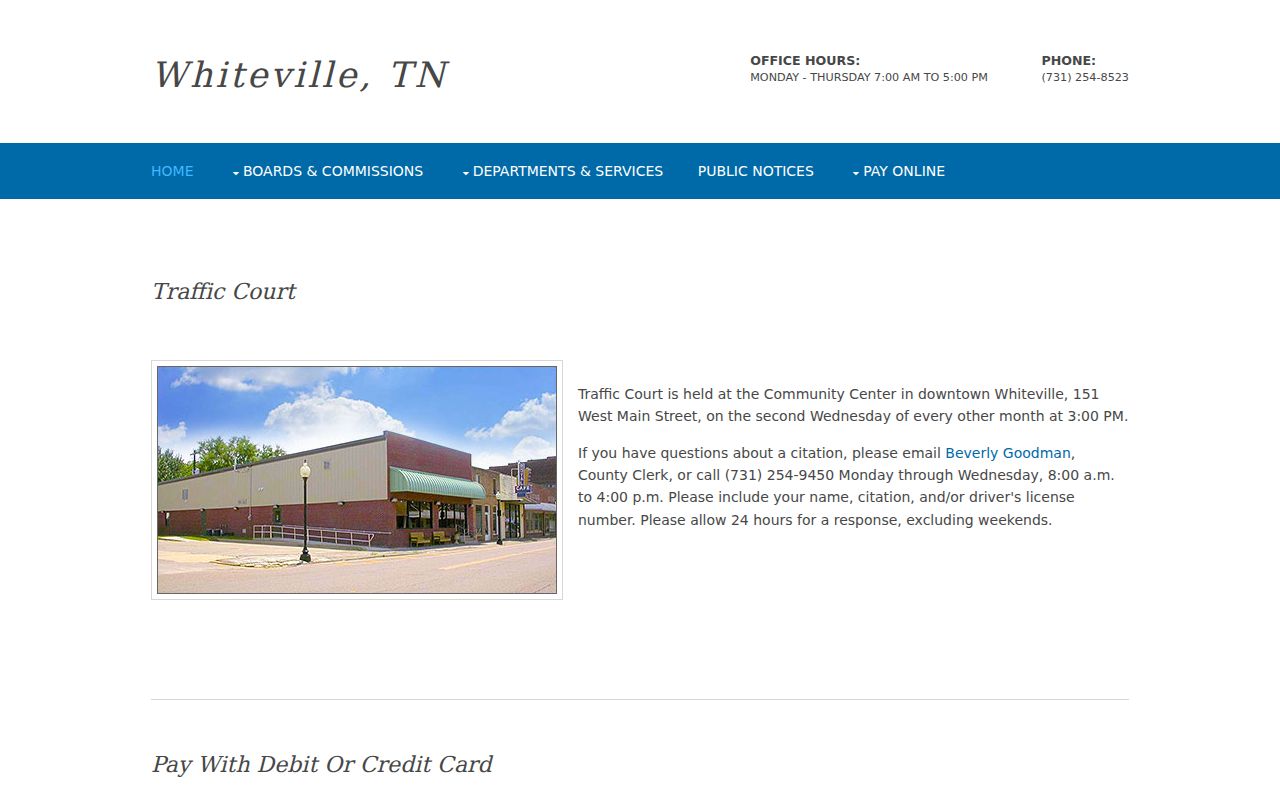 Whiteville municipal traffic court criminal record channel
